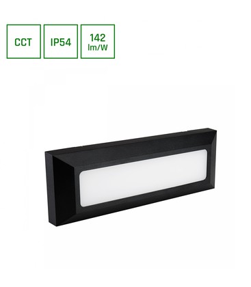 Encanta 6W CCT 230V IP54 230x80x30mm Svart Yta Fasadbelysning.