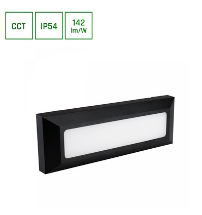 6W Encanta CCT LED fasadbelysning - 142lm/W, IP54, svart, 3-i-1 CCT, utomhus vägglampa