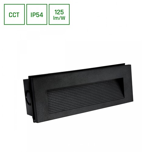 6W trappbelysning CCT - 3 ljusfärger, IP54, Svart, infälld, 23 x 8,4 x 5,2cm, 230V