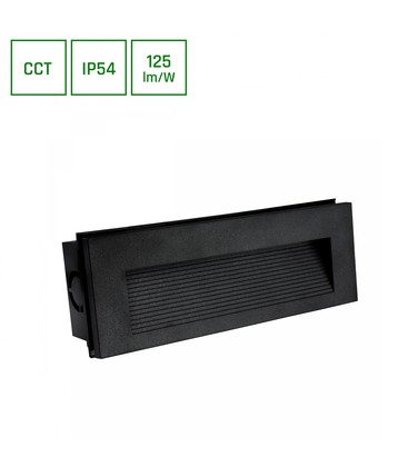 Encanta Asymmetrisk 6W - CCT 230V, IP54, 230x84x52mm, Svart, Infälld, Fasadbelysning