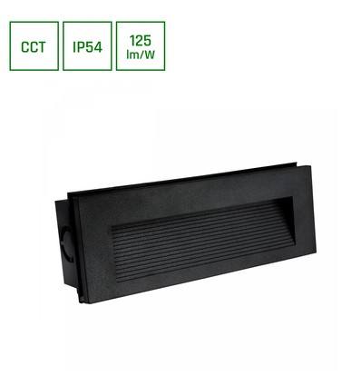 Encanta Asymmetrisk 6W - CCT 230V, IP54, 230x84x52mm, Svart, Infälld, Fasadbelysning