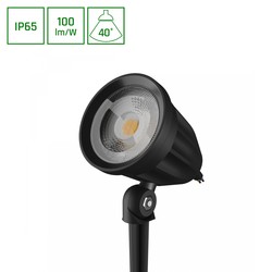 FLORI Ligero Trädgårdslampa 6W - Neutral vit, 230V, 40°, IP65, 53x77mm + 145mm Spike, Svart