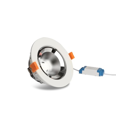 10W Ø14cm Downlight - Hål: Ø13 cm, Mått: Ø14 cm, 800lm, Justerbar vinkel