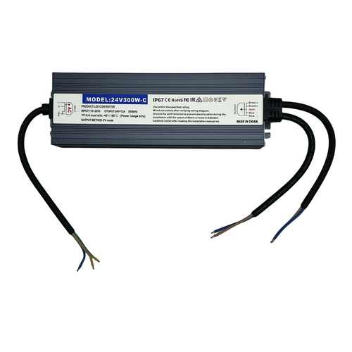 300W / 24V DC strömförsörjning - 12,5A, IP67, Flicker free