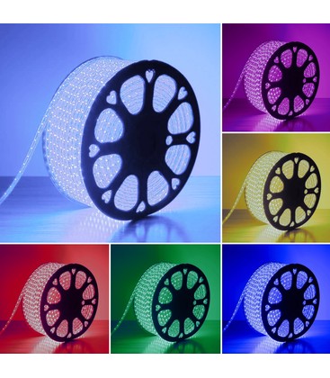 5 meter RGB CLIP-ON vattentät LED strip - 230V, 60 LED, 9W per. meter