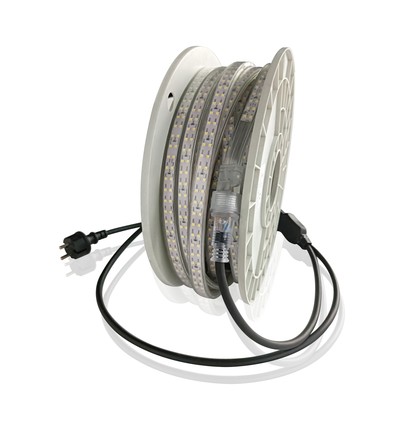 LEDlife arbetsljus 15m LED strip på kabelvinda - ▽D-märkt, 230V, IP67, 180 LED/m, 11W/m, 1100 lm/m