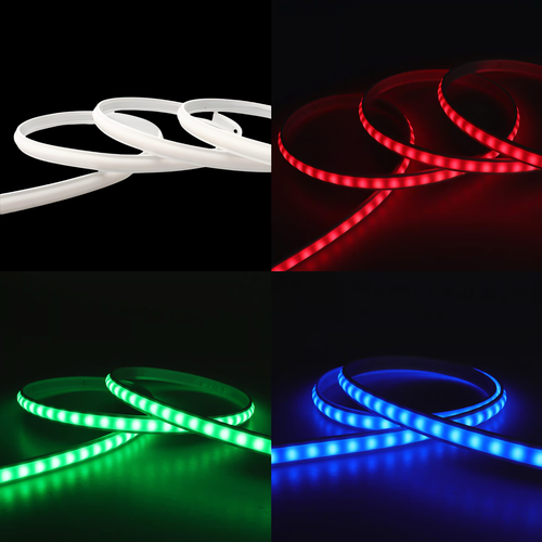 5m 9W/m RGB CLIP-ON LED-strip - 230V, IP65 vattentät, vitt hölje, 60 LED