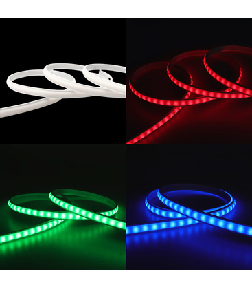 5 meter RGB CLIP-ON vattentät LED strip - Vit täckning, 230V, 60 LED, 9W per. meter