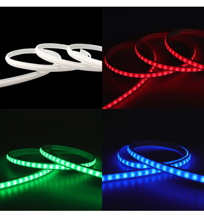 5m 9W/m RGB CLIP-ON LED-strip - 230V, IP67 vattentät, vitt hölje, 60 LED