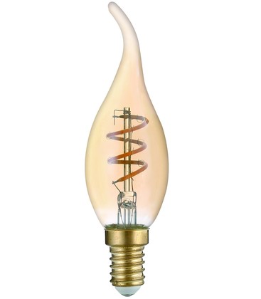 3W LED flammalampa - T35, filament, amberfärgad, E14, 230V