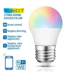  Aigostar SMART WiFi/BT, G45, E27 Mat LED Kronepære 6,5W i RGB+CCT