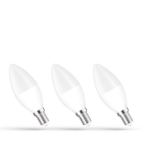 3-pack E14 6W LED kronljus - C37, varmvit, 3000K