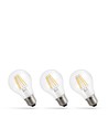 3 st. E27 7W LED lampa - GLS, filament, 770lm, varmvit, 3-pack