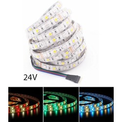 RGB+W LED strip 24V 12W/m RGB+CW LED strip - 5 meter, IP65, 60 LED per. meter, 24V
