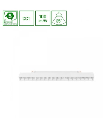 System Shift CCT- Grid M skena ljus 17W - 330x23x42mm, 40°, vit, CCT switch