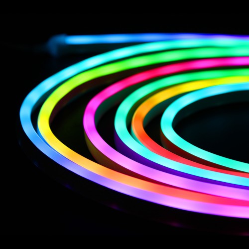 2,5m RGBIC Neon Flex komplett set - USB, Bluetooth app, fjärrkontroll, inkl. montering, 7x15 neonflex