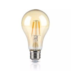 E27 LED V-Tac 8W LED lampa - Dimbar, filament, amberfärgad, extra varmvitt, 2200K, A67, E27