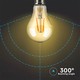 V-Tac 8W LED lampa - Dimbar, filament, amberfärgad, extra varmvitt, 2200K, A67, E27