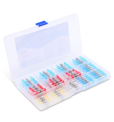 Vattentäta lödhylsor med värmekrympslang - 120 st. Assorterat set