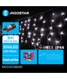 3m LED kallvit istapp ljusslinga - 200 LED, 50 rader, timer, 8 ljusspel, IP44, transparent kabel