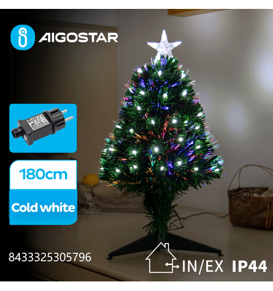 180 cm julgran LED ljusslinga, kallvit - 8 ljusspel, timer, IP44