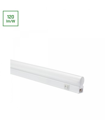 Skåpsbelysning 10W - 900mm, neutralvit, 230V, 120°, IP20, vit, på/av-knapp.