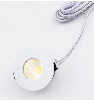 LEDlife Focu38 möbelspot infällning RA92 - Hål: Ø3,5 cm, Mått: Ø3,8 cm, Matt vit, 2W, 12V DC