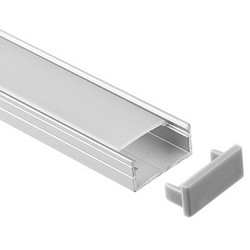 Aluprofil 18x8 till IP65 / IP68 LED strip - 1 meter, inkl. mjölkvitt cover och klips