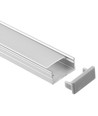 Aluprofil 18x8 för IP65 och IP68 LED-strip - 1m, inkl. mjölkvitt lock, clips och ändstycken, anodiserad