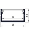 Aluprofil 18x8 för IP65 och IP68 LED-strip - 1m, inkl. mjölkvitt lock, clips och ändstycken, anodiserad