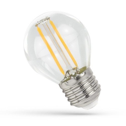 1W LED liten globlampa - G45, filament, klart glas, E27