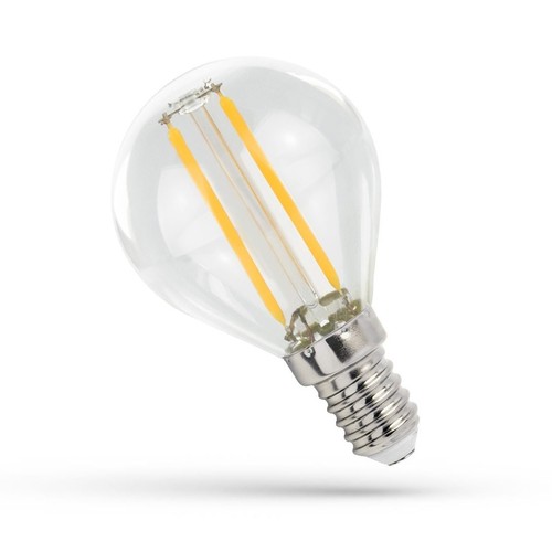 1W LED liten globlampa - G45, filament, klart glas, E14