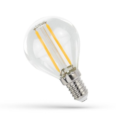 E14 1W LED klotlampa - G45, filament, klart glas