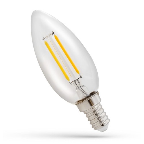 E14 1W LED-kronljus - C35, filament, klart glas
