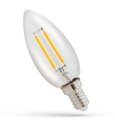 E14 1W LED-kronljus - C35, filament, klart glas