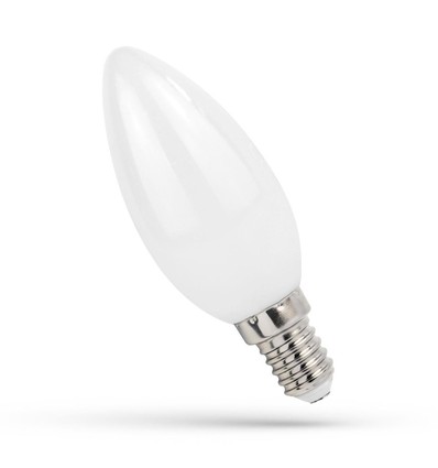 1W LED kronljus - C35, filament, frostad glas, E14