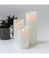 LED blockljus XL, 3 st, Ø10cm, 17,5/22,5/30cm, rörlig flamma, vit