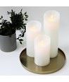LED blockljus XL, 3 st, Ø10cm, 17,5/22,5/30cm, rörlig flamma, vit