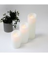 LED blockljus XL, 3 st, Ø10cm, 17,5/22,5/30cm, rörlig flamma, vit