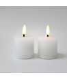 LED Blockljus, 2 st, flameffekt, vit - 5cm hög, Ø5cm, fungerar med fjärrkontroll, äkta stearin