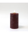 LED blockljus 12,5cm, smält-look, flammeffekt - Ø7,5cm, bordeauxröd