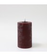 LED blockljus 12,5cm, smält-look, flammeffekt - Ø7,5cm, bordeauxröd
