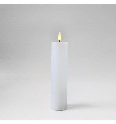 LED-blockljus 20cm, flammeffekt, vit - Ø5cm, fjärrkontroll, timer, äkta vax