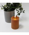 LED blockljus 10cm, smält-look, flammeffekt - Ø7,5cm, brun