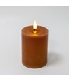 LED blockljus 10cm, smält-look, flammeffekt - Ø7,5cm, brun