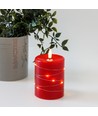 LED blockljus med ljuskedja, 10cm, flammeffekt - Ø7,5cm, röd