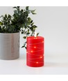 LED blockljus med ljuskedja, 12,5cm, flammeffekt - Ø7,5cm, röd