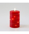 LED blockljus med ljuskedja, 12,5cm, flammeffekt - Ø7,5cm, röd