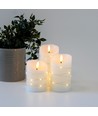 LED-blockljus 3-pack med ljusslinga, flameffekt - Ø7,5cm, 10/12,5/15cm, fjärrkontroll, timer, äkta vax