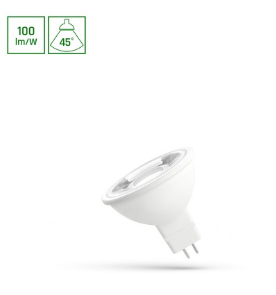 GU5.3 4W LED MR16 lampa, 12V - 45°, kallvit, matt glas, SMD